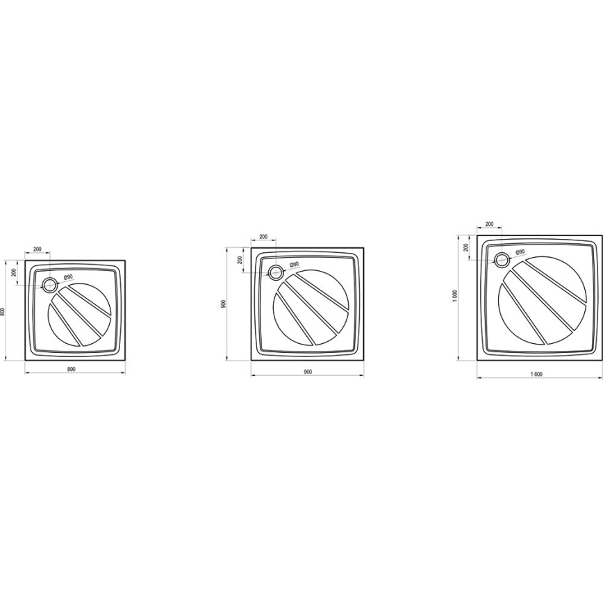 Ravak XA037701010 - PERSEUS vierkante douchebak 90 x 90 cm, wit
