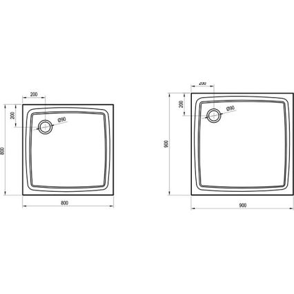 Ravak XA037711010 - Vierkante douchebak PERSEUS 90x90 cm wit