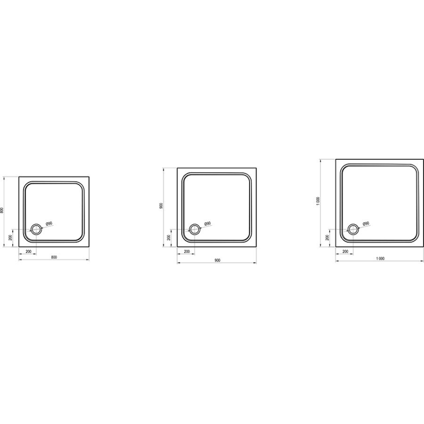 Ravak XA047701010 - Vierkante douchebak PERSEUS 90x90 cm wit