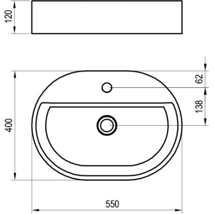 Ravak XJX01155003 - Opzetwastafel CERAMIC SLIM 55x40 cm keramiek/wit