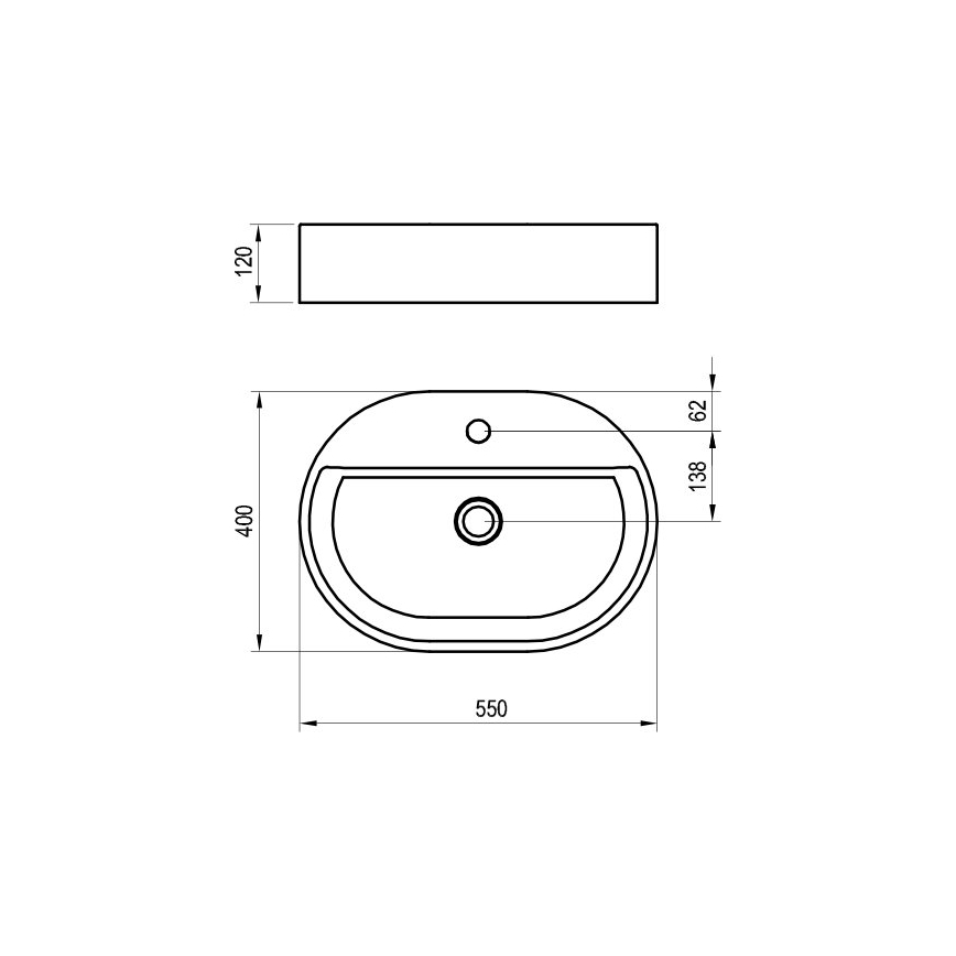 Ravak XJX01155003 - Opzetwastafel CERAMIC SLIM 55x40 cm keramiek/wit