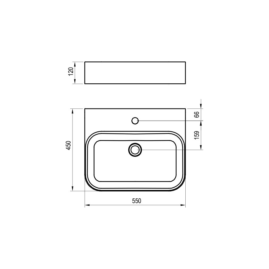 Ravak XJX01155006 - Opzetwastafel CERAMIC SLIM 55x45 cm keramiek/wit