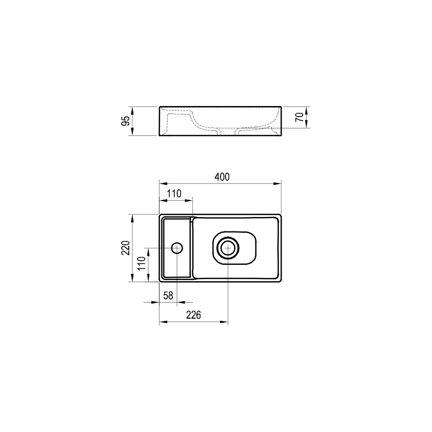 Ravak XJX01240000 - Opzetwastafel VEDA SLIM 40x22 cm keramiek/wit