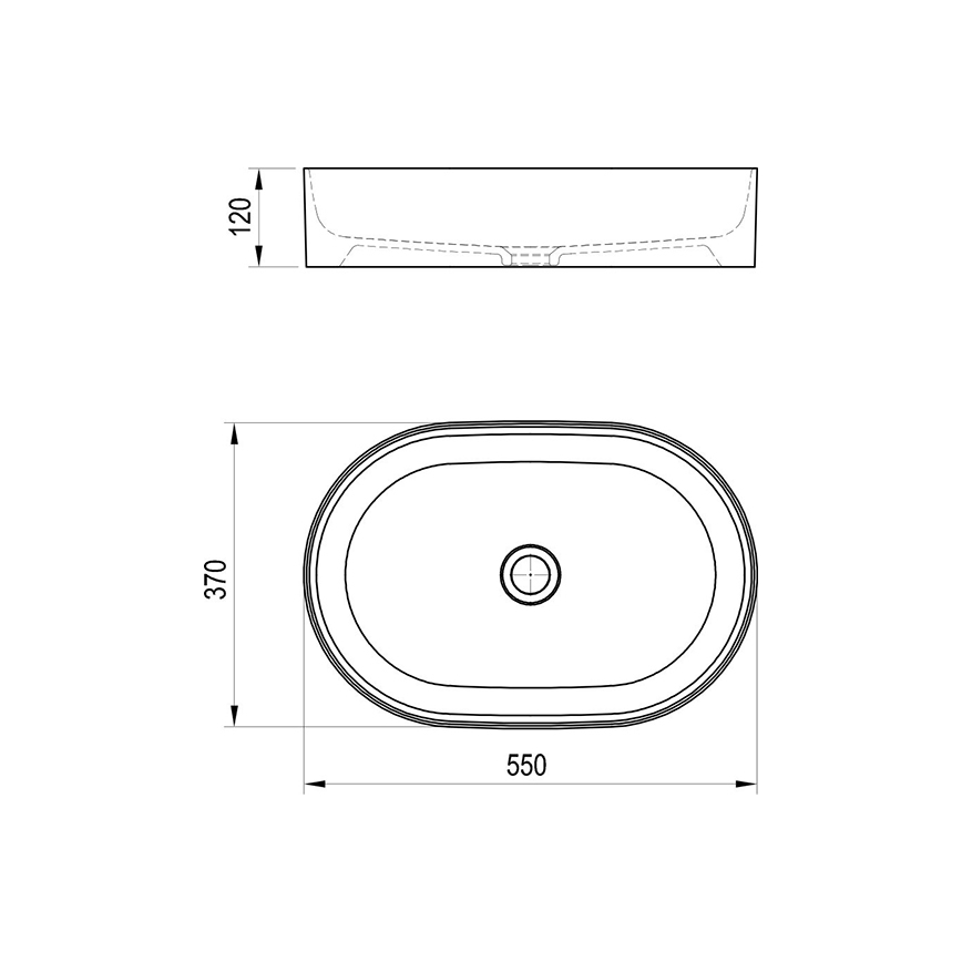 Ravak XJX0D155000 - Opbouwwastafel CERAMIC SLIM 55x37 cm keramiek/zwart