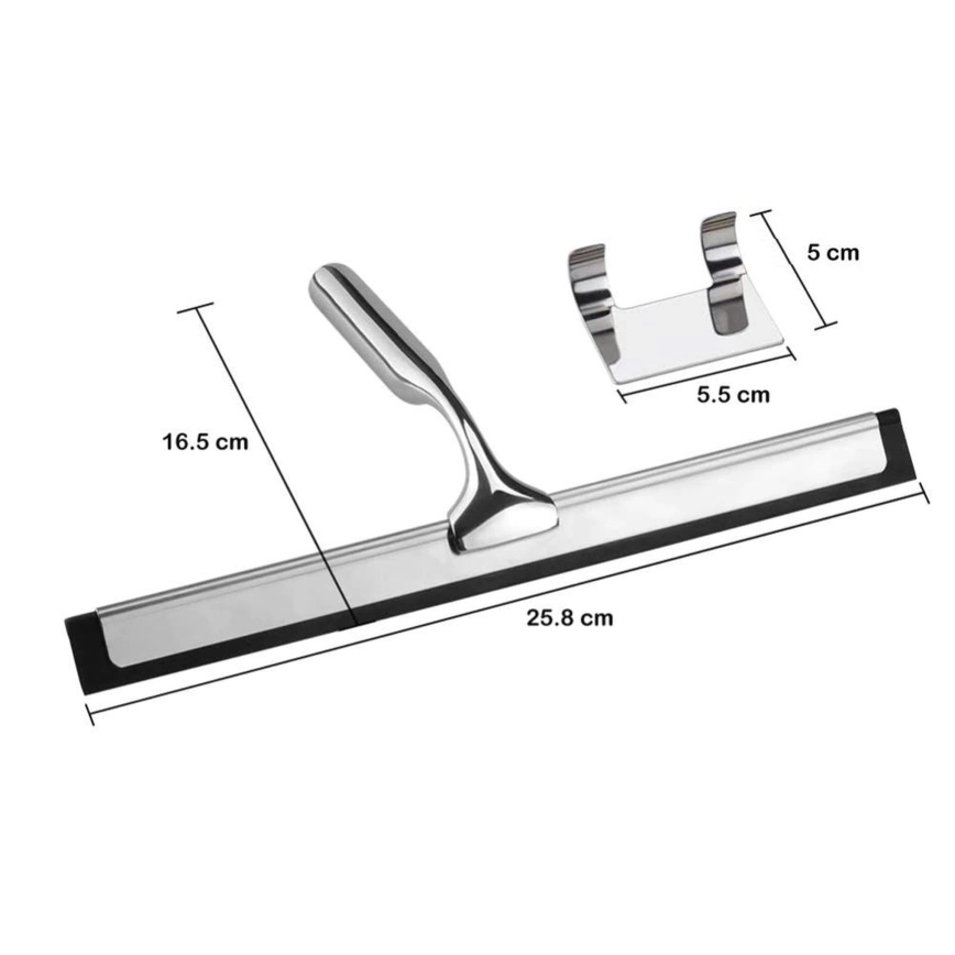 REA-72065 - Glazen rakel met houder, geborsteld koper