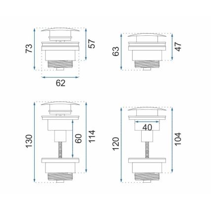 REA-A5632 - Wastafelafvoer CLICK-CLACK, Ø 6,4 cm, geborsteld koper