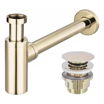 REA-A5692 - Wastafelsifon met CLICK-CLACK-afvoer Ø 6,4 cm, goudkleurig