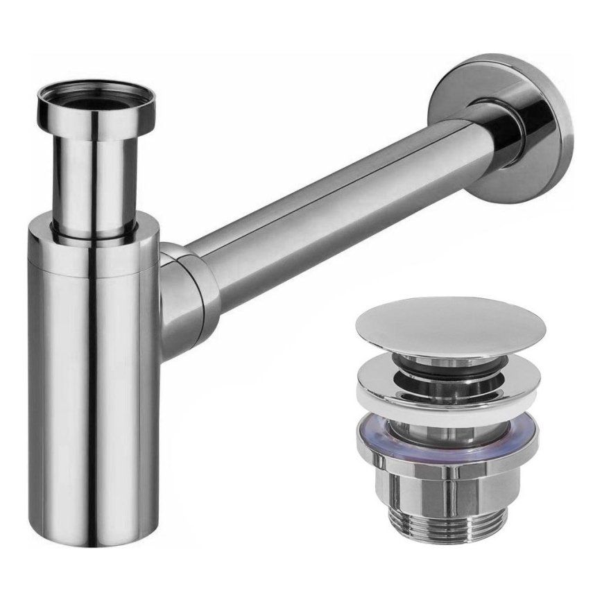 REA-A5693 - Wastafelsifon met CLICK-CLACK-afvoer Ø 6,4 cm, glanzend chroom
