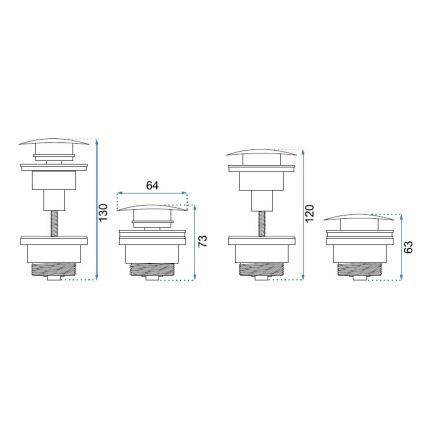 REA-A6000 - Wastafelafvoer CLICK-CLACK Ø 6,4 cm geborsteld nikkel