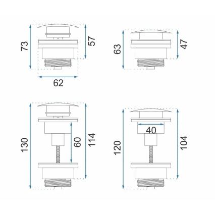 REA-A8110 - Wastafelafvoer CLICK-CLACK Ø 6,4 cm goudkleurig
