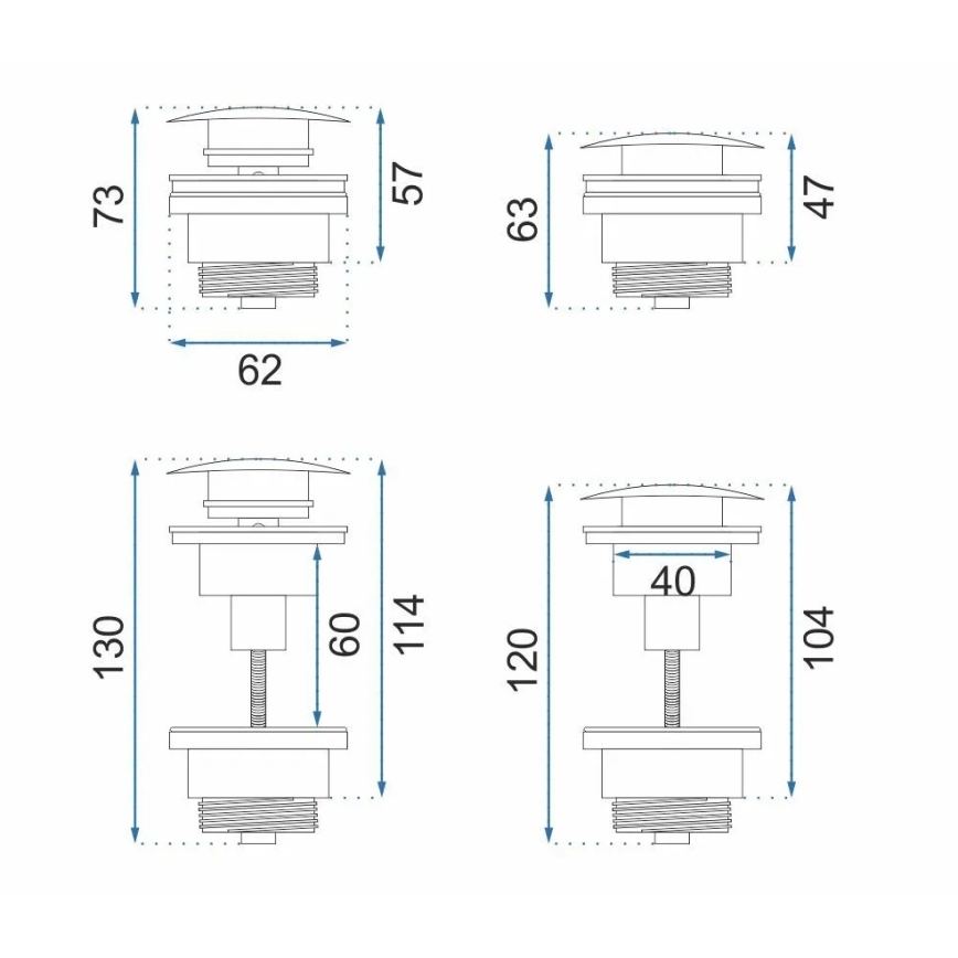 REA-A8110 - Wastafelafvoer CLICK-CLACK Ø 6,4 cm goudkleurig