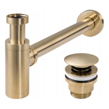 REA-A8586 - Wastafelsifon met CLICK-CLACK-afvoer Ø 6,4 cm, geborsteld goud