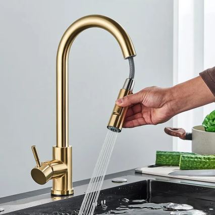 REA-B0669 - Keukenkraan met uittrekbare sproeikop FRESH 39,5 cm goud