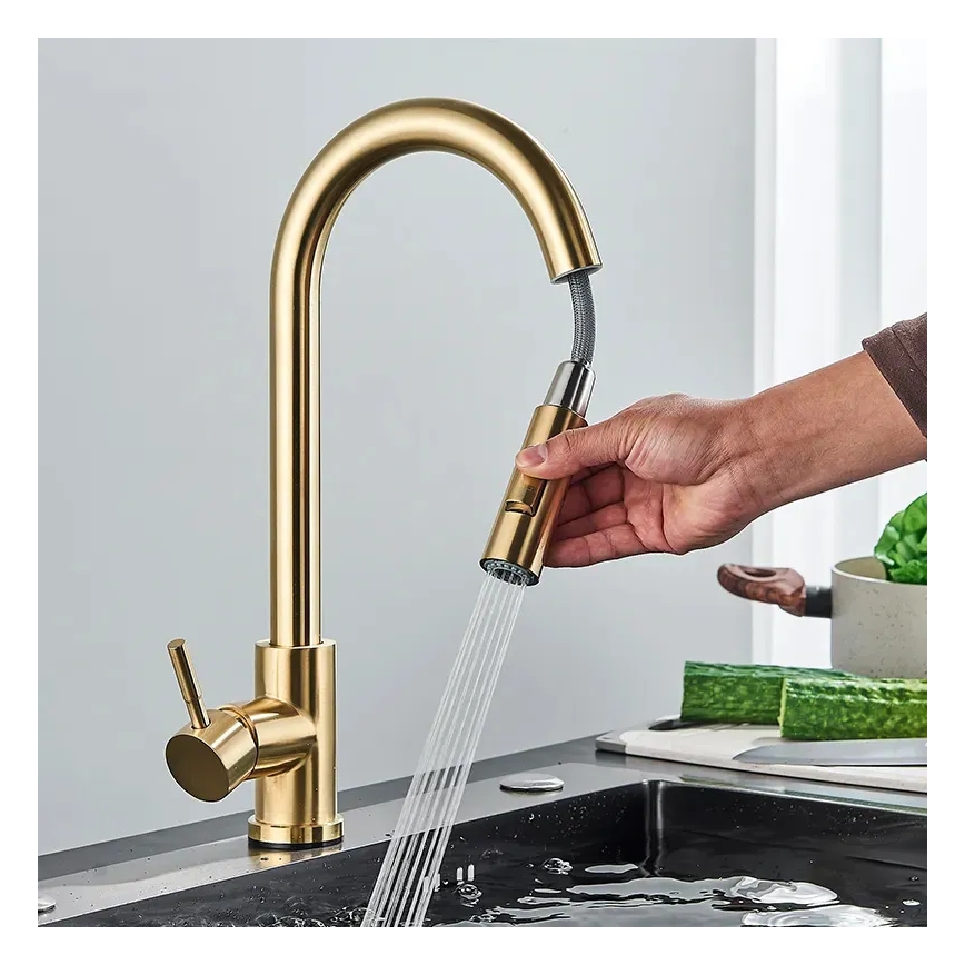 REA-B0669 - Keukenkraan met uittrekbare sproeikop FRESH 39,5 cm goud