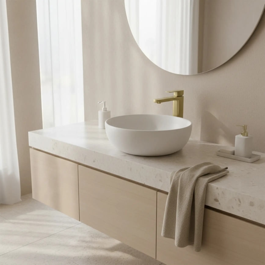 REA-B0977 - Wastafelmengkraan ARLO 30 cm geborsteld goud