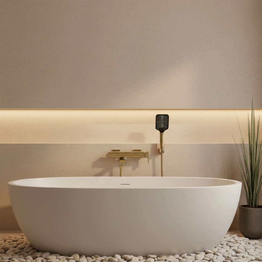 REA-B0979 - Badkraanset ARLO geborsteld goud