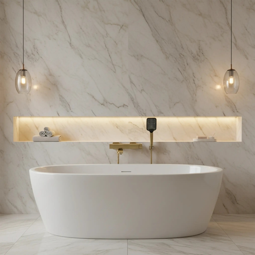 REA-B0979 - Badkraanset ARLO geborsteld goud