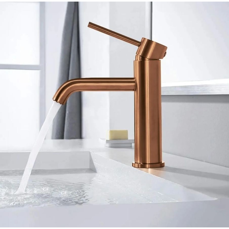 REA-B1112 - Wastafelkraan LUNGO 16,5 cm geborsteld koper