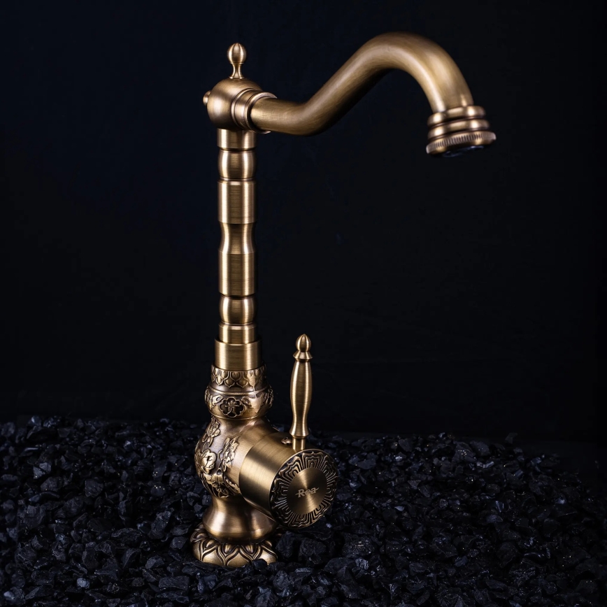 REA-B2500 - Wastafelkraan VENICE RETRO 32 cm geborsteld goud