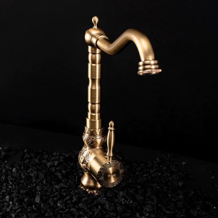 REA-B2500 - Wastafelkraan VENICE RETRO 32 cm geborsteld goud