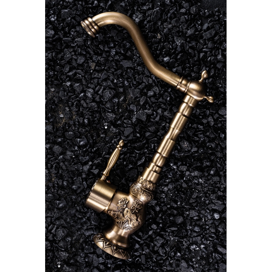 REA-B2500 - Wastafelkraan VENICE RETRO 32 cm geborsteld goud