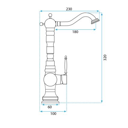 REA-B2500 - Wastafelmengkraan VENICE 32 cm geborsteld goud