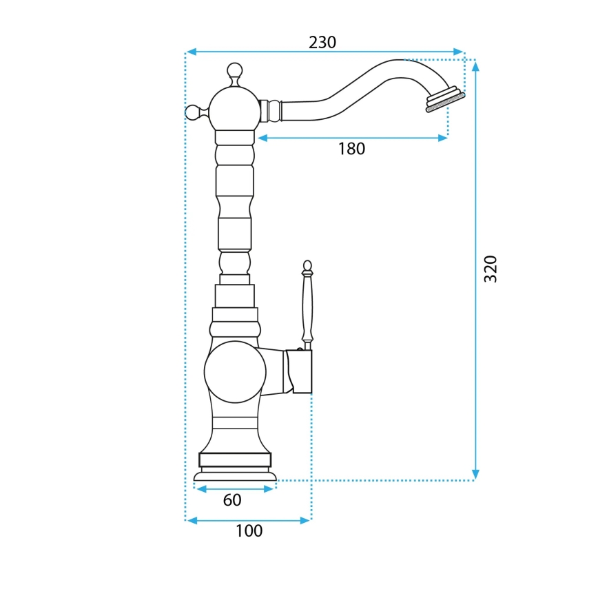 REA-B2500 - Wastafelmengkraan VENICE 32 cm geborsteld goud
