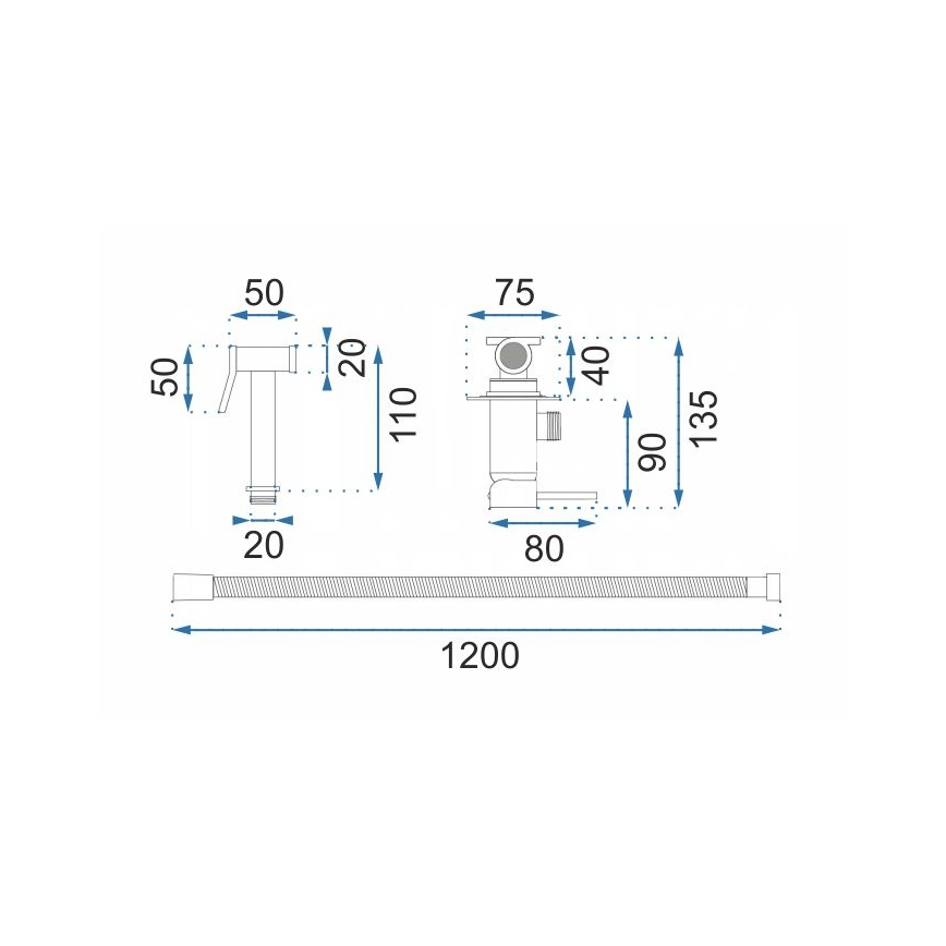 REA-B4106 - Bidetkraan met handdouche voor inbouwmontage LUNGO glanzend chroom
