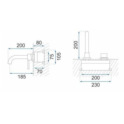REA-B4109 - LUNGO inbouw-wastafelmengkraan, geborsteld goud