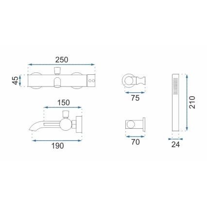 REA-B4422 - Badset LUNGO hoogglans zwart