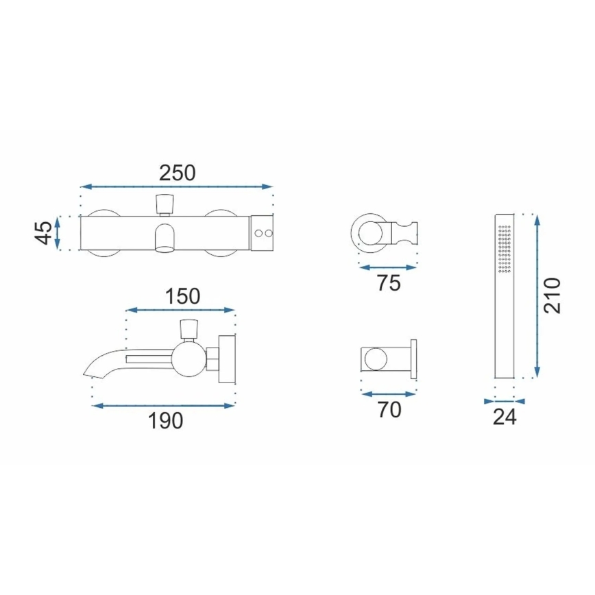 REA-B4422 - Badset LUNGO hoogglans zwart