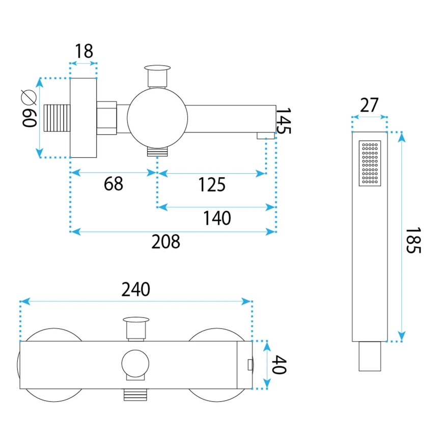 REA-B4525 - PIXEL badkraanset, glanzend chroom