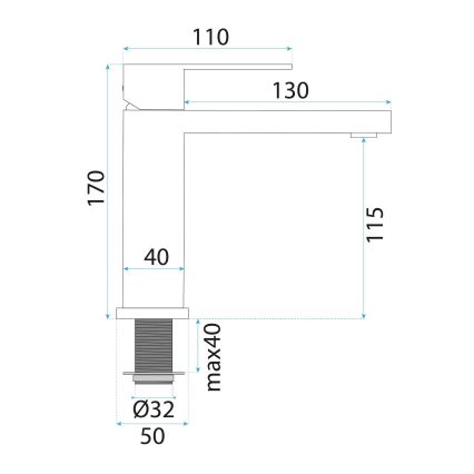 REA-B4589 - Wastafelmengkraan ARLO 17 cm nikkel