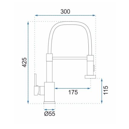 REA-B4821 - Keukenkraan met uittrekbare uitloop COLIN 42,5 cm geborsteld goud
