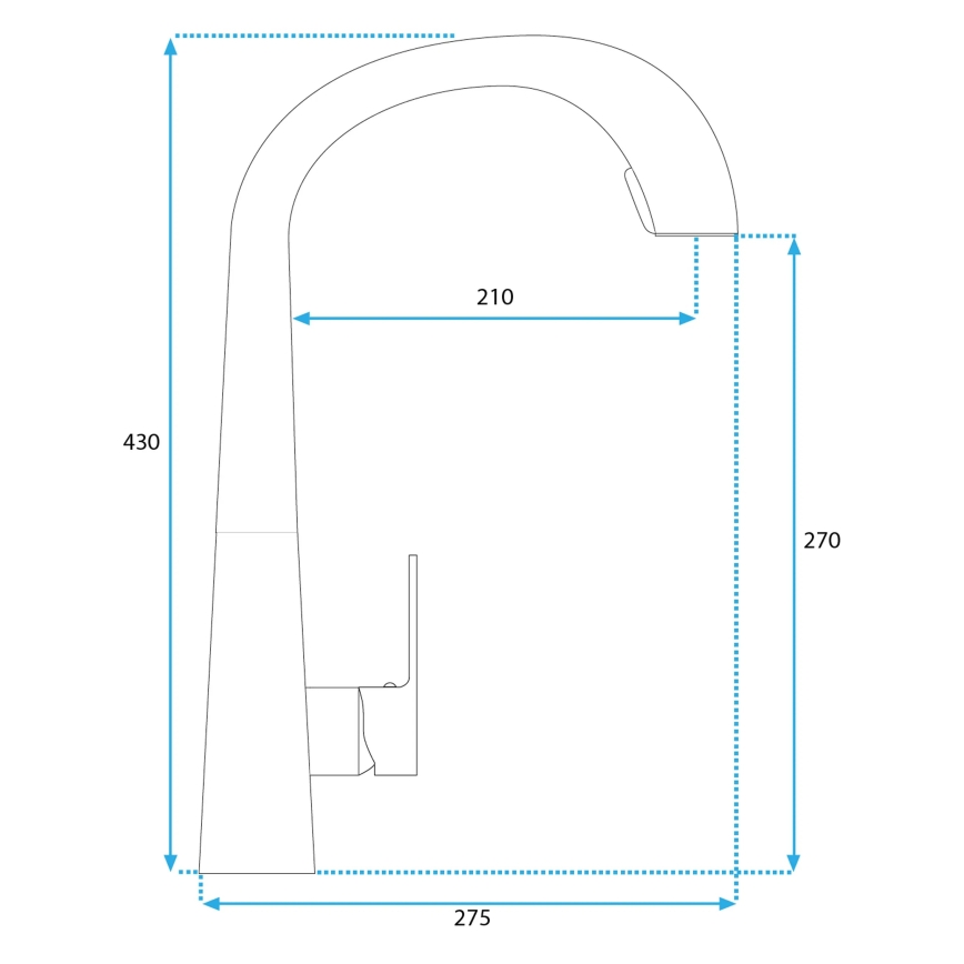 REA-B5313 - Keukenkraan met uittrekbare sproeikop ROSS 43 cm zwart