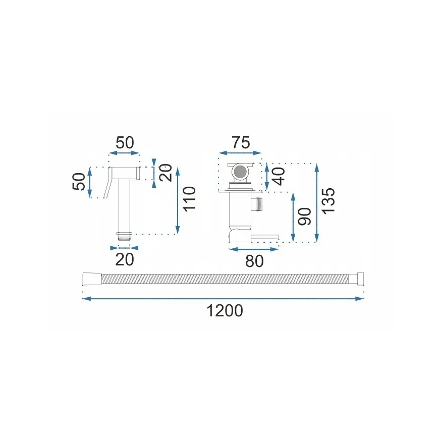 REA-B6311 - Bidetmengkraan met handdouche voor inbouwmontage LUNGO, geborsteld goud