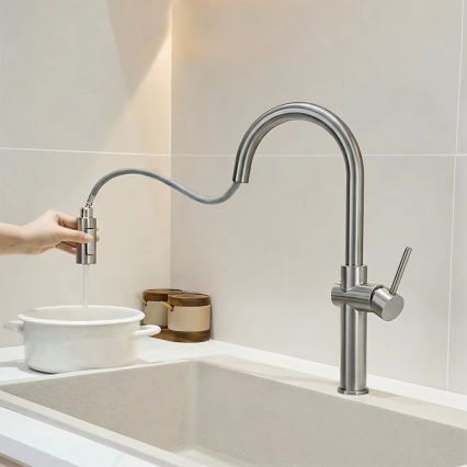 REA-B6330 - Keukenkraan met uittrekbare uitloop FRESH 45 cm nikkel