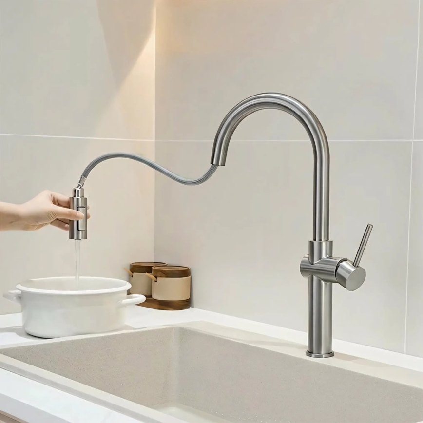 REA-B6330 - Keukenkraan met uittrekbare uitloop FRESH 45 cm nikkel