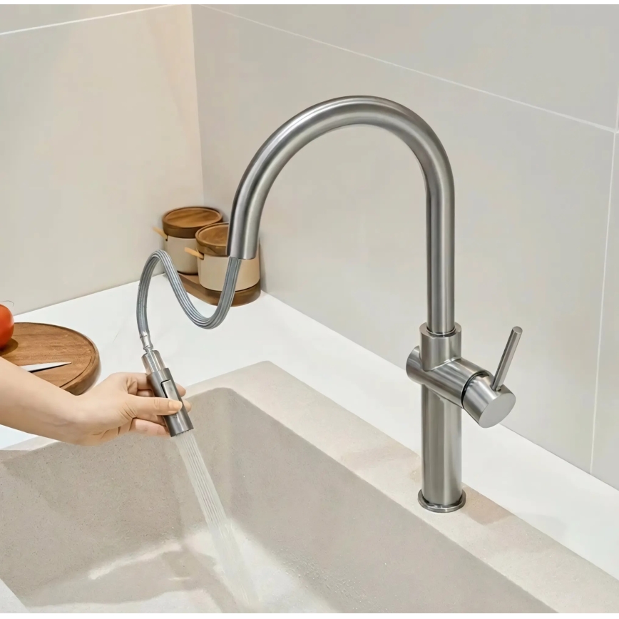 REA-B6330 - Keukenkraan met uittrekbare uitloop FRESH 45 cm nikkel