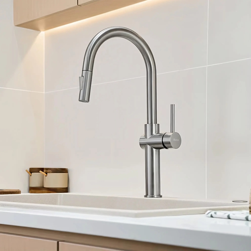 REA-B6330 - Keukenkraan met uittrekbare uitloop FRESH 45 cm nikkel