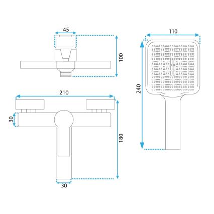 REA-B6414 - Badkraanset ARGUS met badmengkraan, geborsteld goud