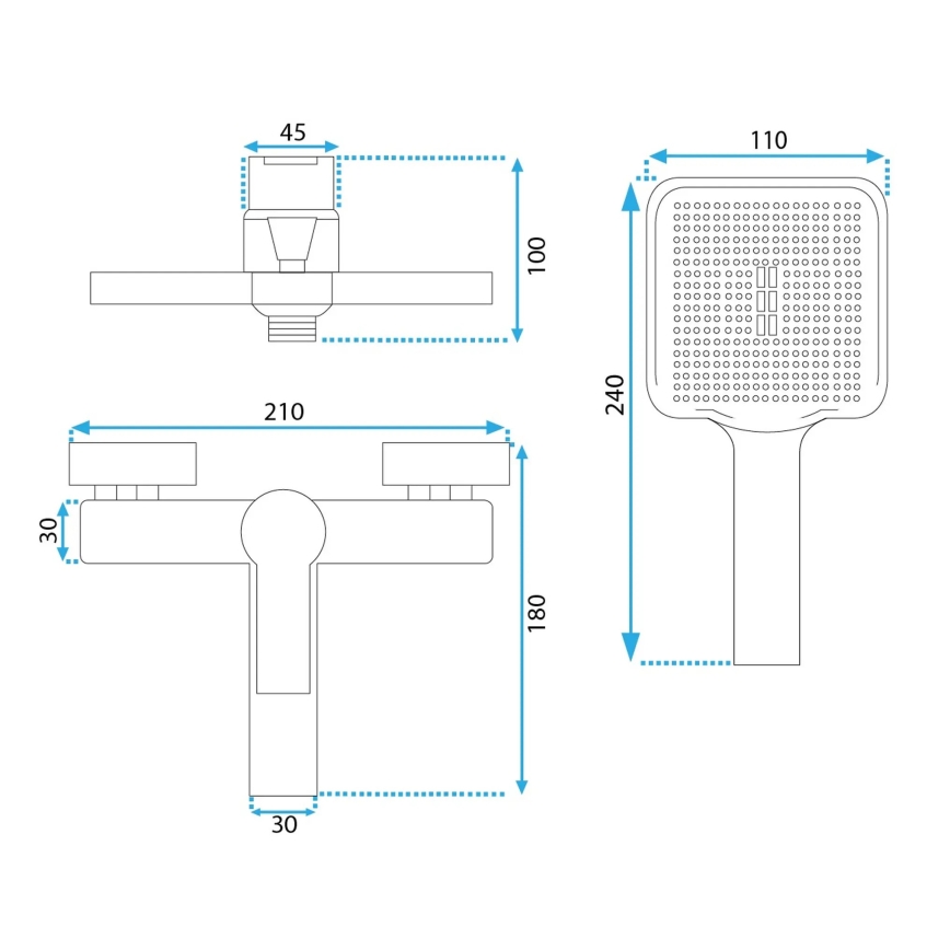 REA-B6414 - Badkraanset ARGUS met badmengkraan, geborsteld goud