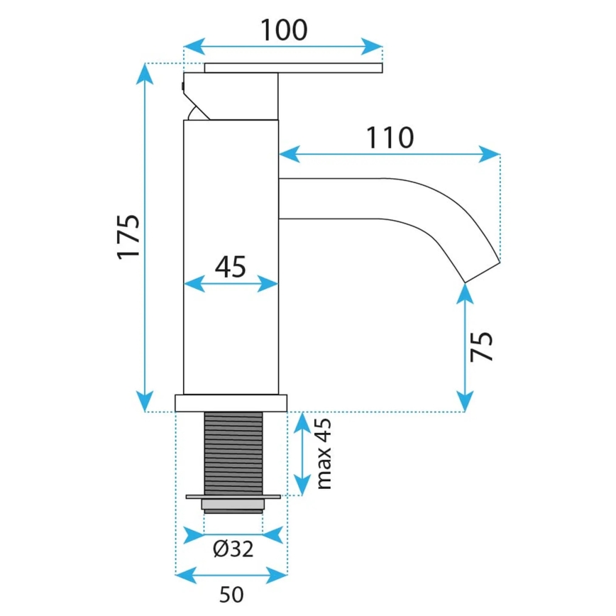REA-B6444 - Gouden wastafelmengkraan FOSTER 18,2 cm