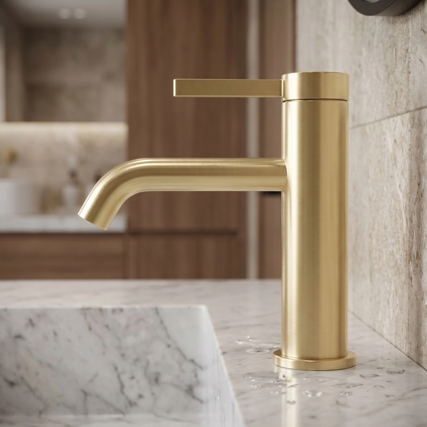 REA-B6533 - Wastafelkraan RIVO 16,5 cm geborsteld goud