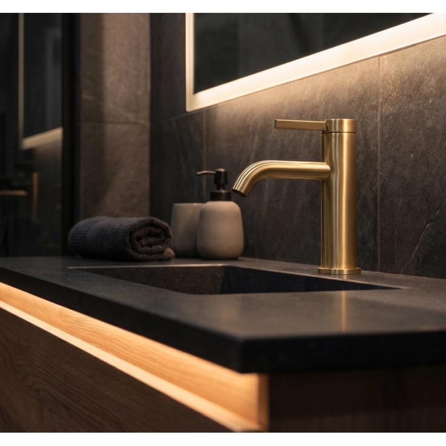 REA-B6533 - Wastafelkraan RIVO 16,5 cm geborsteld goud