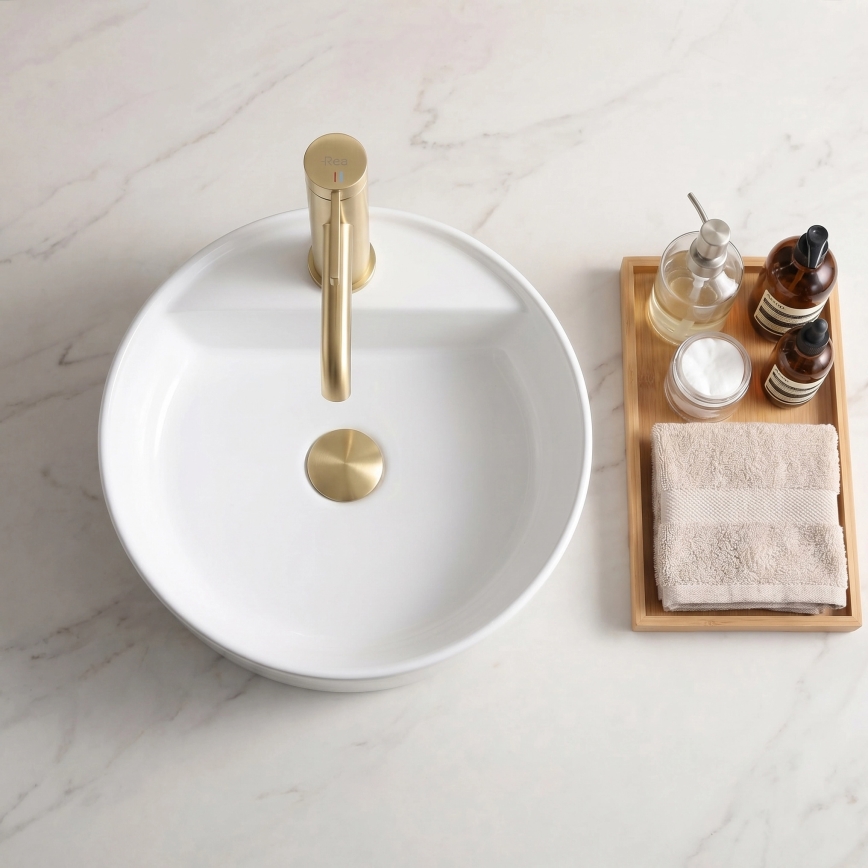 REA-B6533 - Wastafelkraan RIVO 16,5 cm geborsteld goud