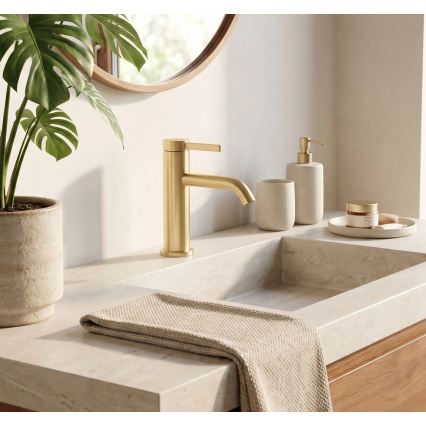 REA-B6533 - Wastafelkraan RIVO 16,5 cm geborsteld goud