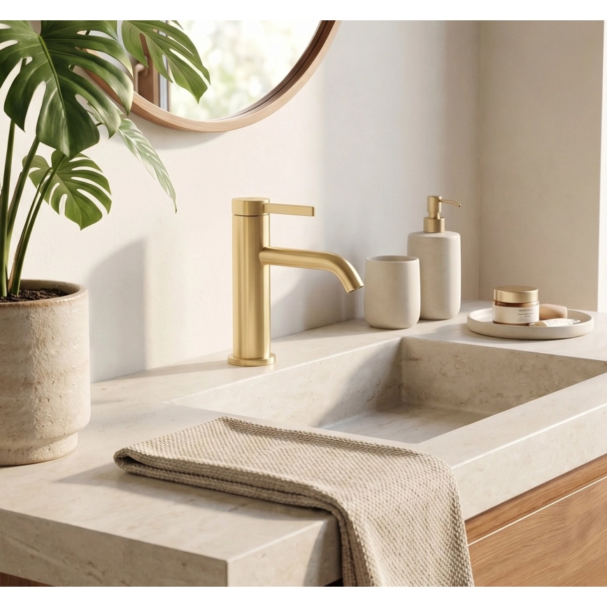 REA-B6533 - Wastafelkraan RIVO 16,5 cm geborsteld goud