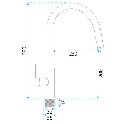 REA-B6571 - Keukenkraan met uittrekbare handdouche ONTARIO 38 cm zwart