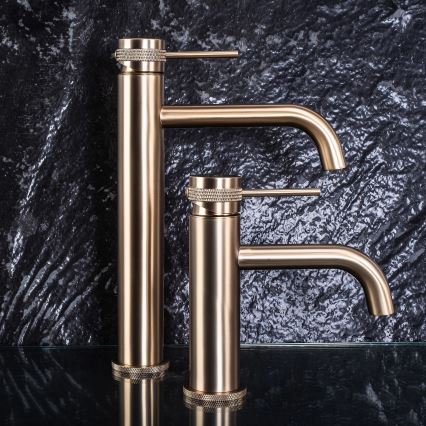 REA-B6896 - Wastafelkraan LUNGO 28 cm geborsteld goud